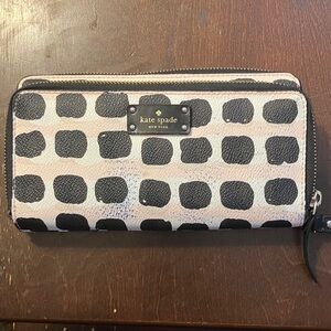 Kate Spade Black and Cream Polka Dot Clutch